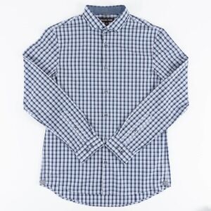 NWOT Michael Kors Slim Fit Button-Up Men's Medium Blue White Plaid